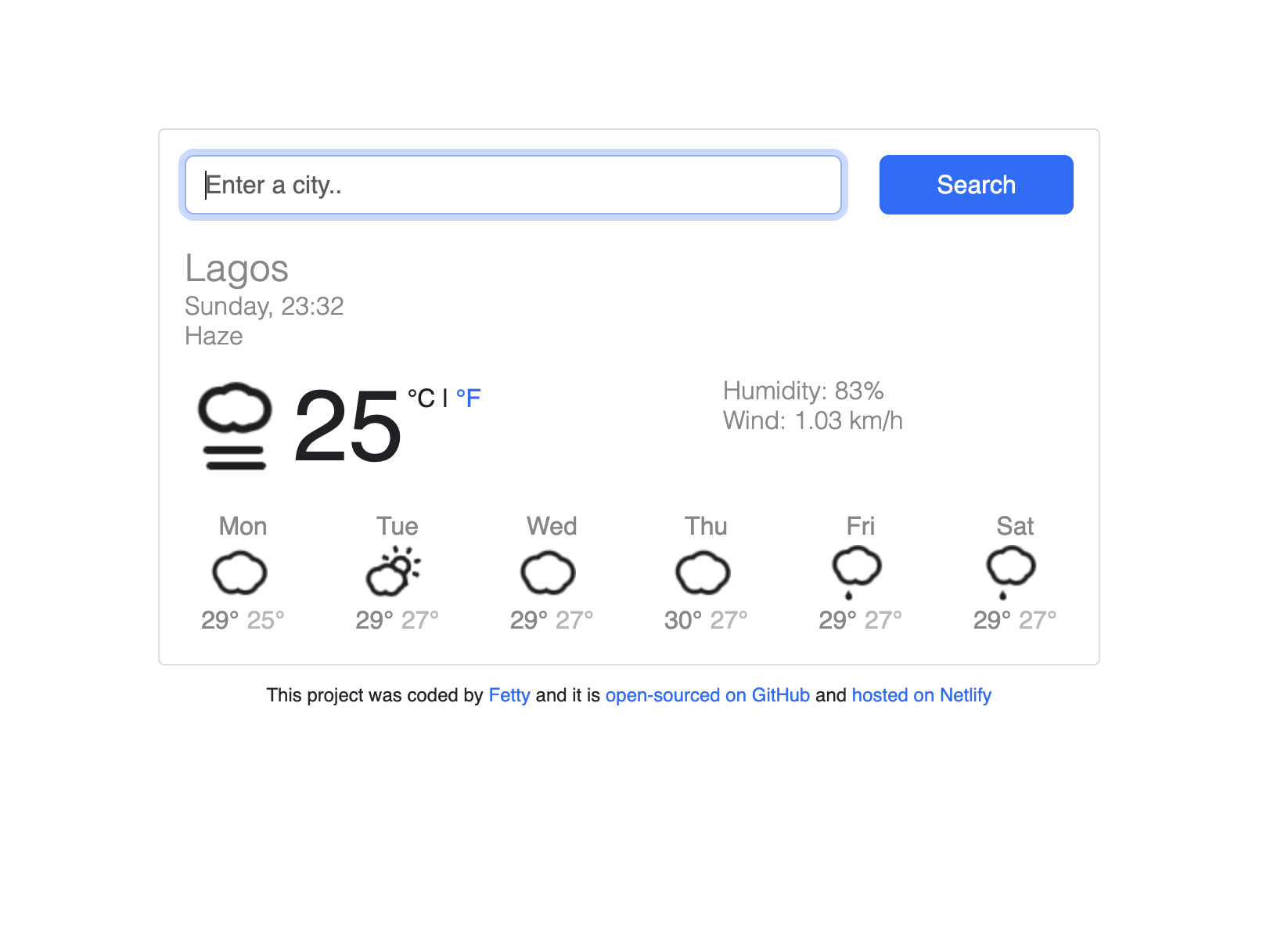 React weather forecast Application
